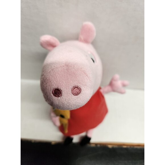 Ty Peppa Pig Plush Toy With Teddy Bear 8" Soft Pink & Red Stuffed Animal - Picture 2 of 9